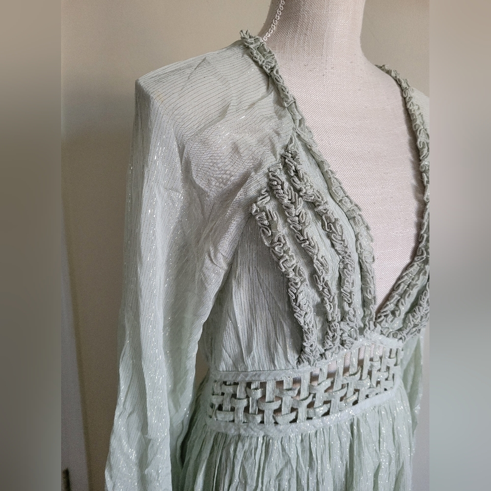 Free People Seraphina Metallic Ruffles Maxi Dress - Picture 5 of 9